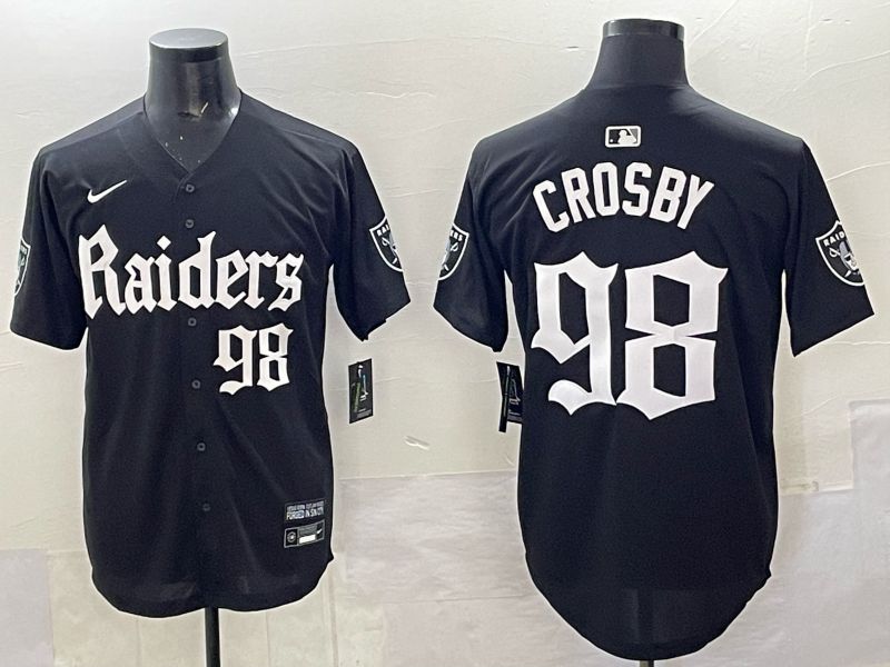 Men 2025 Oakland Raiders 98 Crosby Black 6th generation Joint Name Nike Limited NFL Jersey style 05